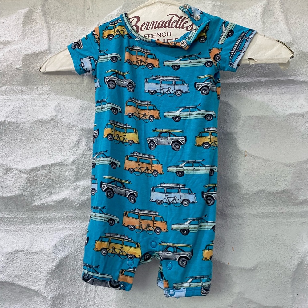 Posh Peanut 0-3 months baby bamboo romper blue